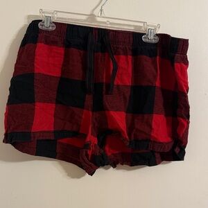 Old Navy Red and Black Plaid Pajama Shorts